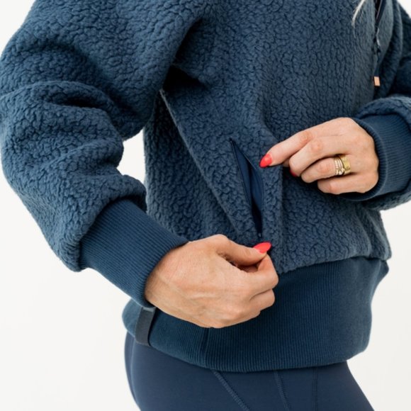 NWT IVL Keep It Toasty Polartec Half Zip Pullover Sherpa Fleece Jacket in Navy - Picture 11 of 12